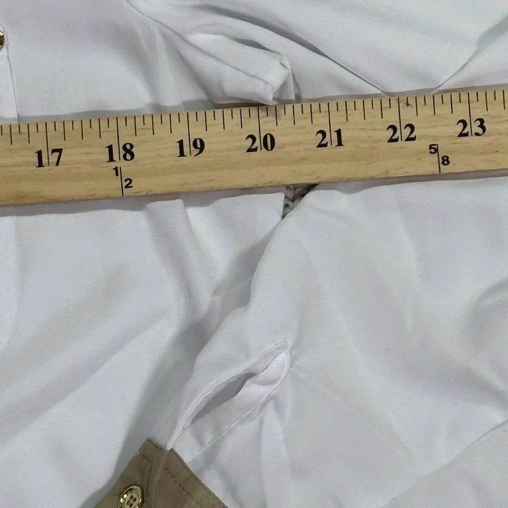Michael Kors White Pullover V‎ Neck Blouse Pockets Women's Size Medium